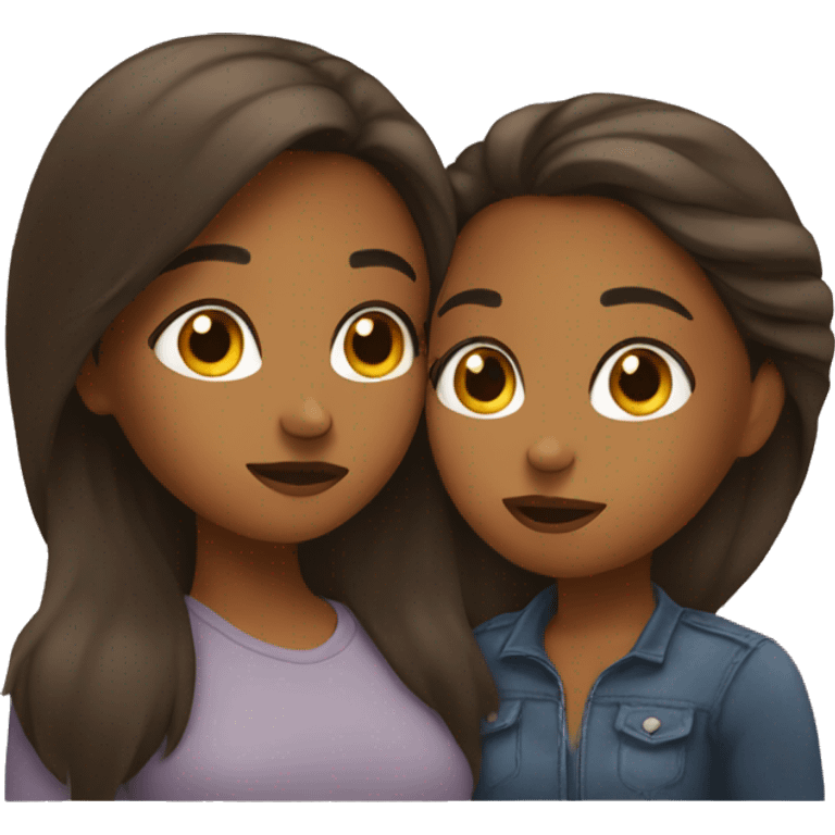 Two brown girls kiss emoji