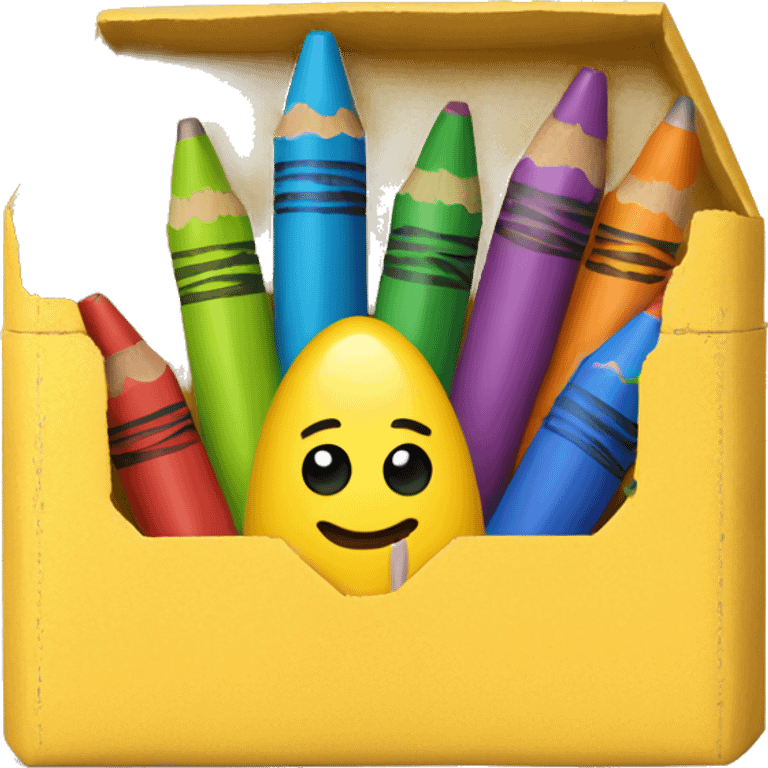 Yellow Crayon Box with 6 Crayons Inside emoji