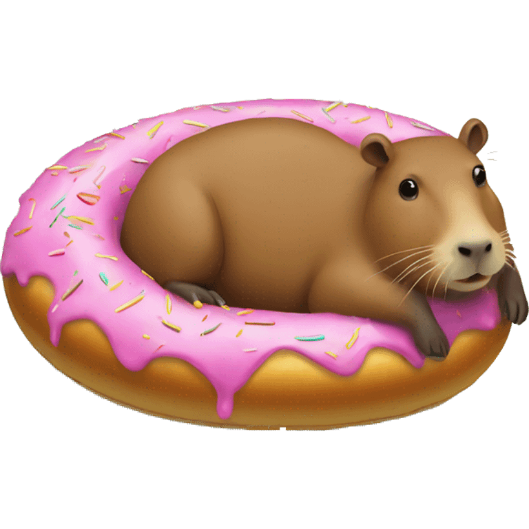 Capybara in a donut floaty emoji