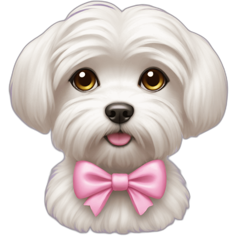 Maltese dog pink bow emoji