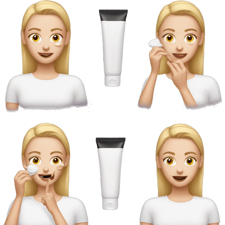 white girl applying cream on face emoji