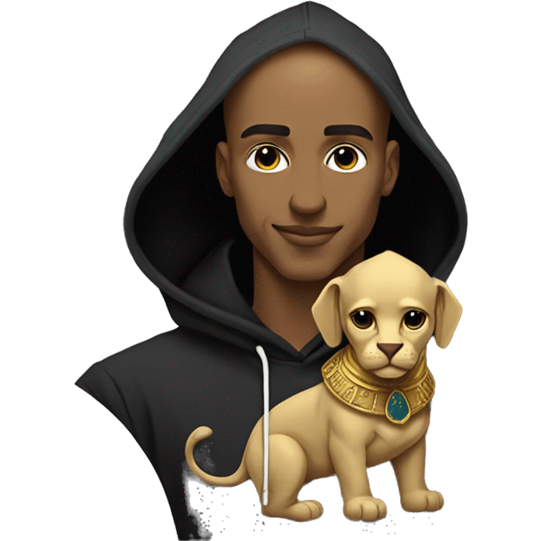 A bald head alpha phi alpha man with sphinx on hoodie emoji