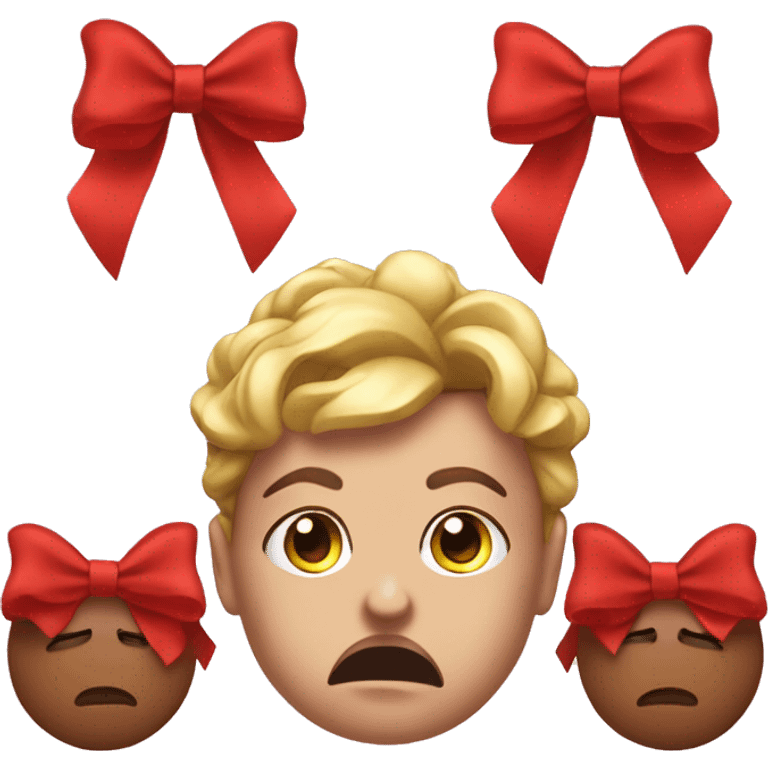 pleading face emoji with two coquette bows on its head emoji