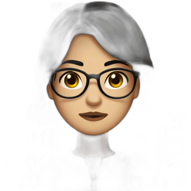 girl-glasses-anger-black straight hair-wirte skins-dark eyes-smal eyes emoji