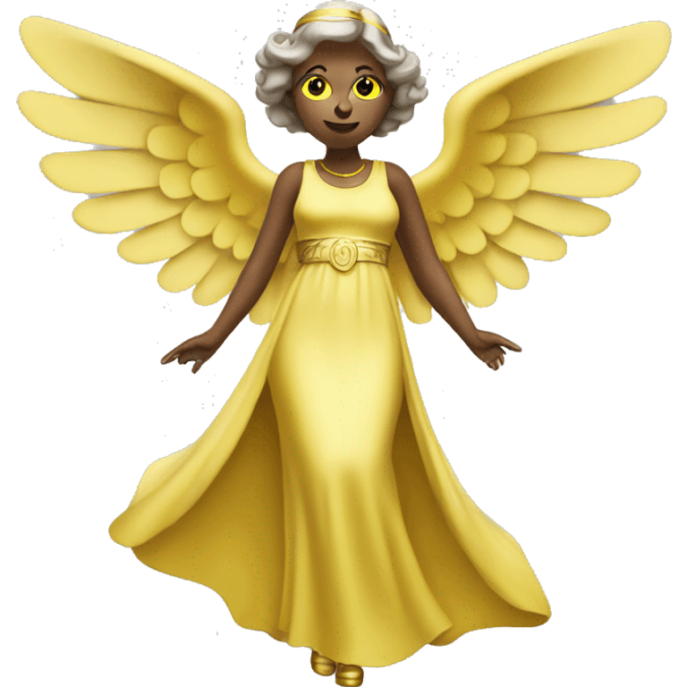 money angel lady in yellow whitish gown with dollar wings emoji