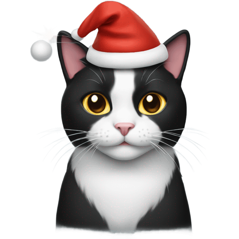 Tuxedo cat with santa hat emoji