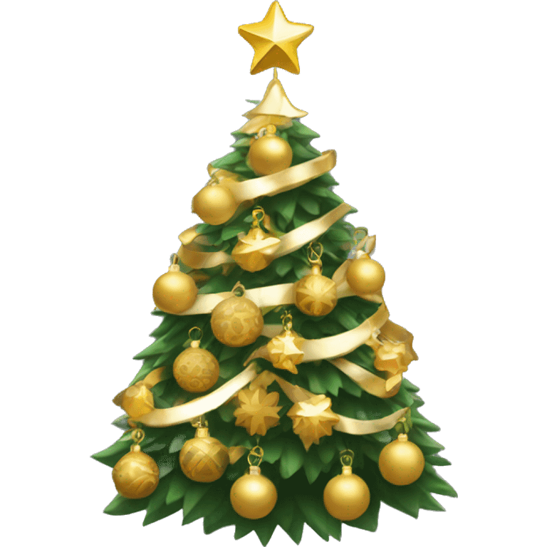 christmas tree with gold ornaments emoji