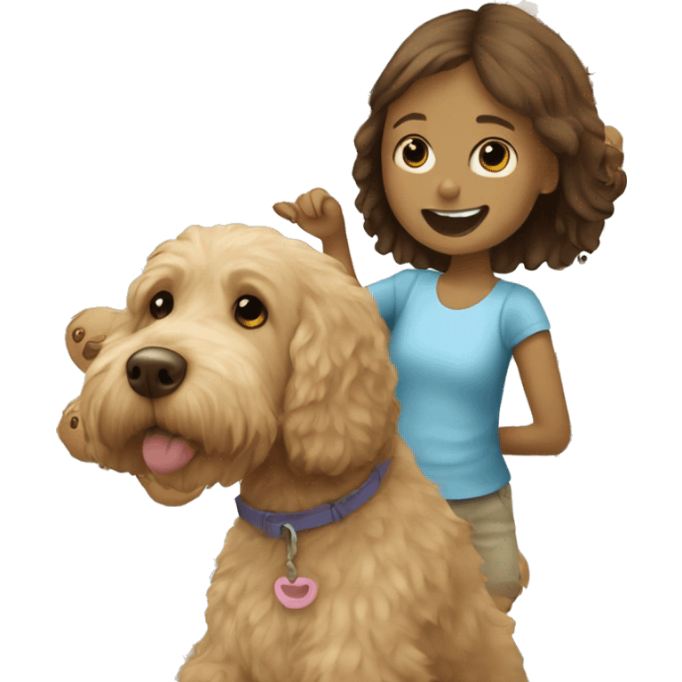 Labradoodle and little girl emoji