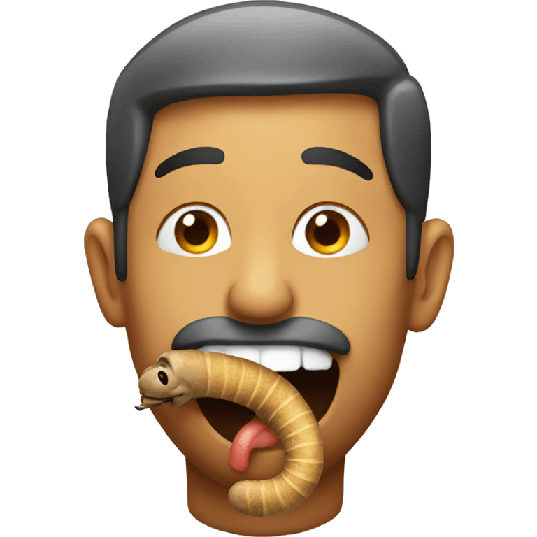 Man kissing a worm emoji