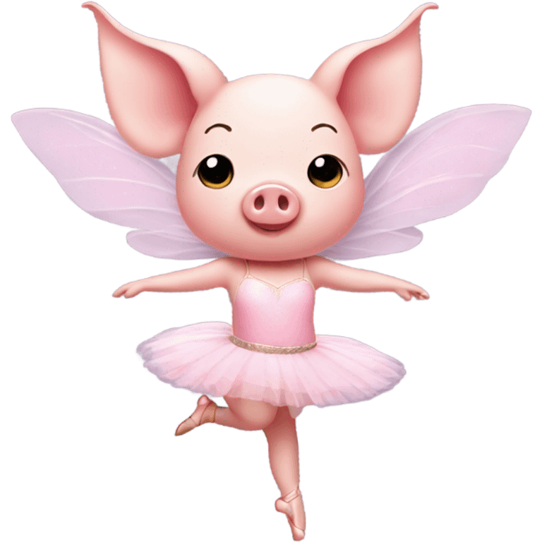 A pig ballerina with fairy wings emoji