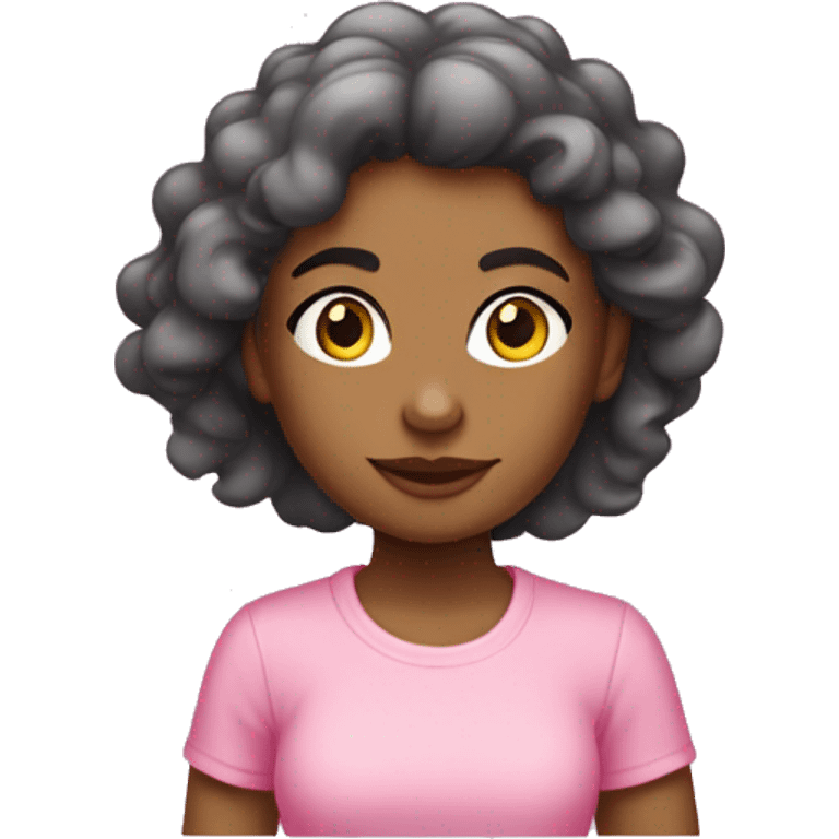 menina com cabelo liso com ropa rosa emoji