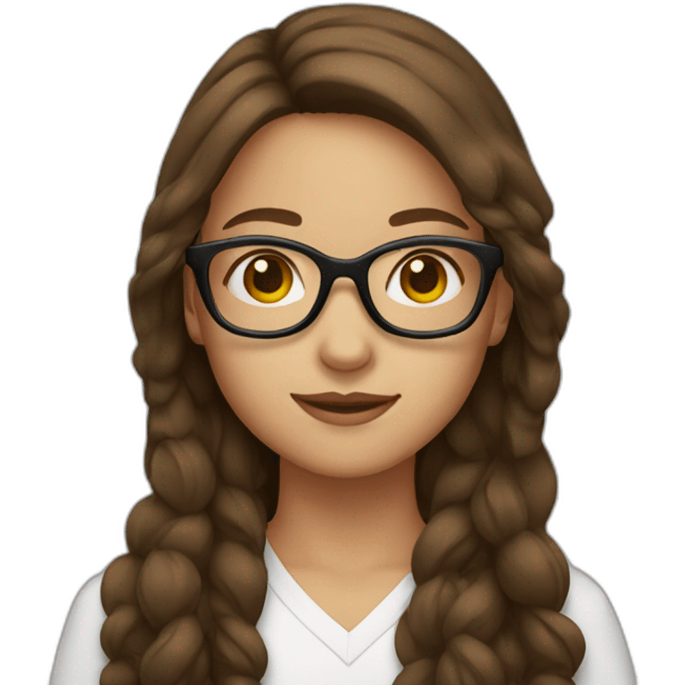 girl with brown hair wear eyeglasses emoji