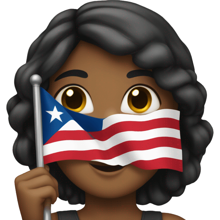 Girl holding a Puerto Rican flag emoji