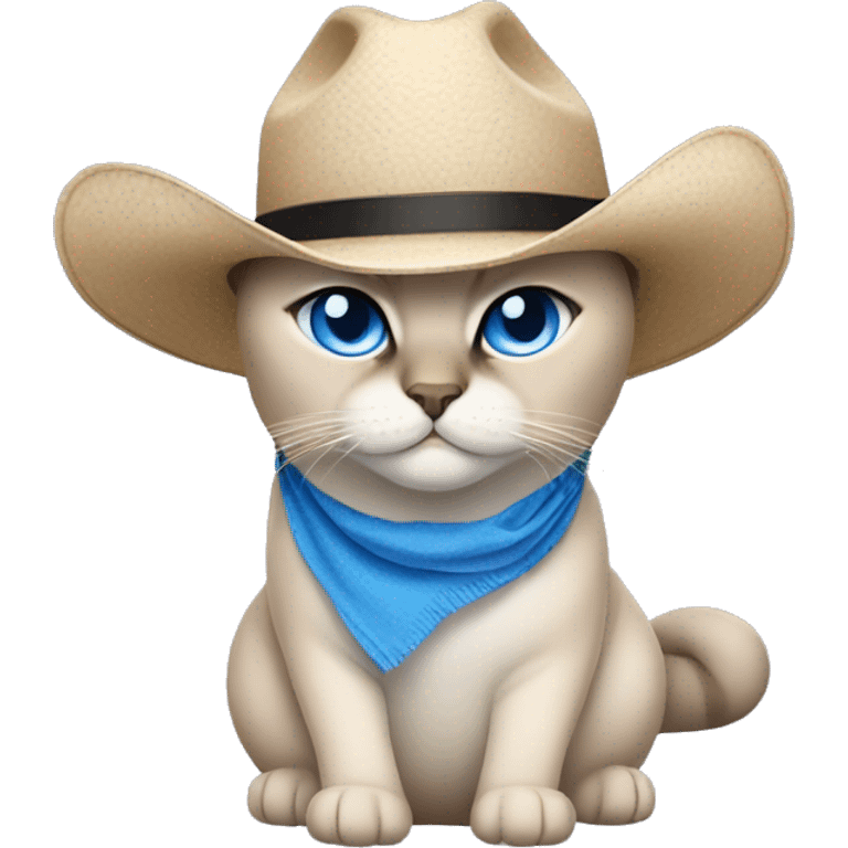 Fat Siamese cat crossed blue eyes lavender cowboy hat emoji