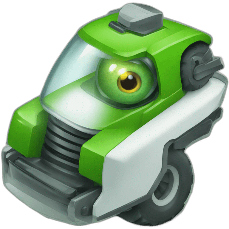 an eyeball with a green lawnmower reflection emoji