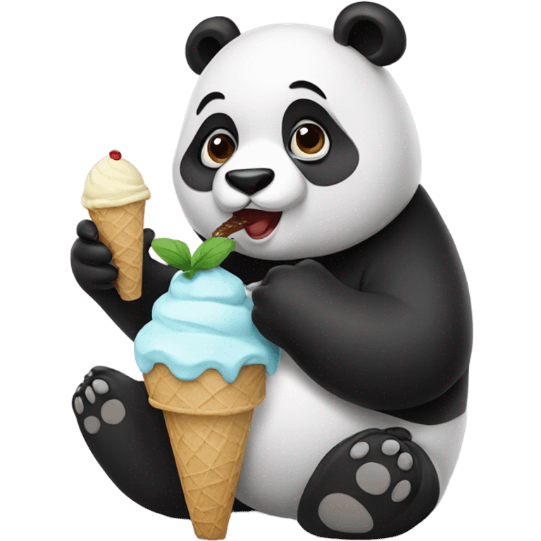 Panda eating ice cream emoji