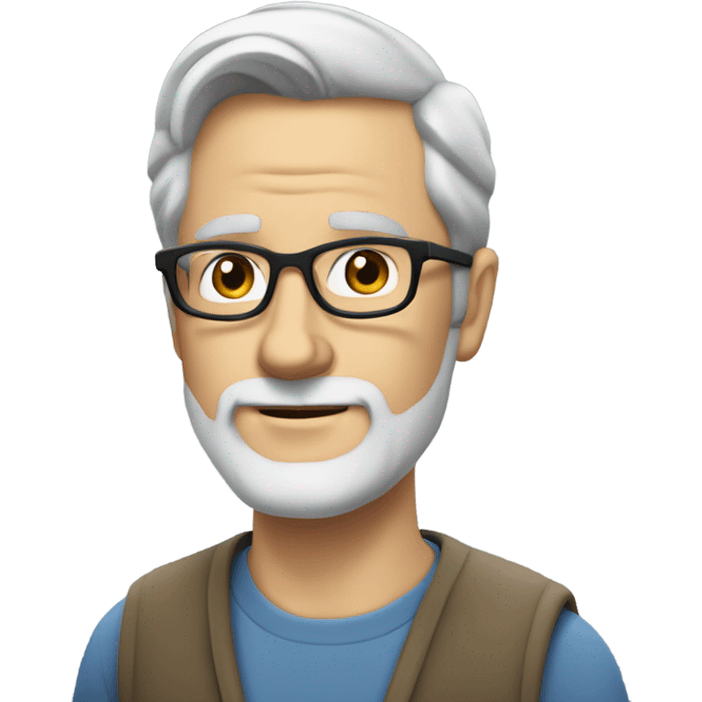 Middle aged white man with glasses, short dark hair, well groomed beard, and a grey beard emoji