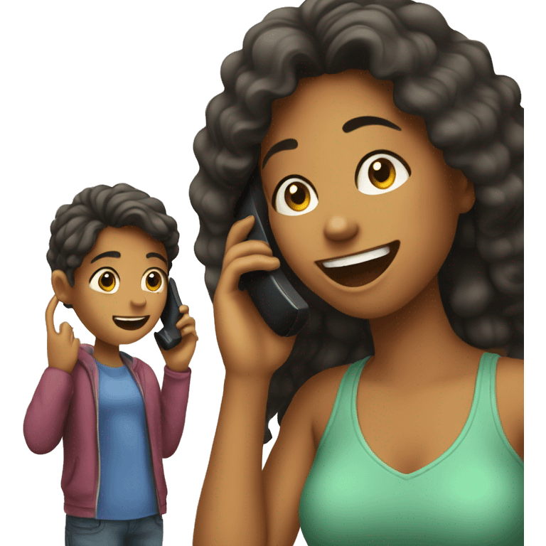 Girl calling dad on phone emoji