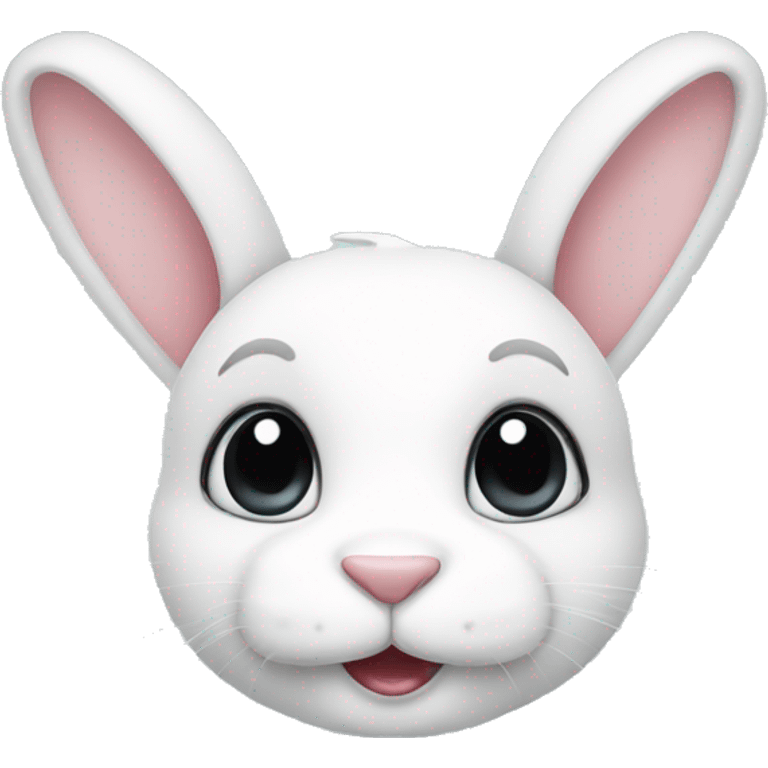 Cute white rabbit with black ears emoji