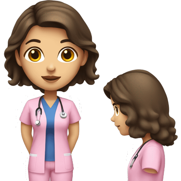 Brunette nurse in pink scrubs emoji