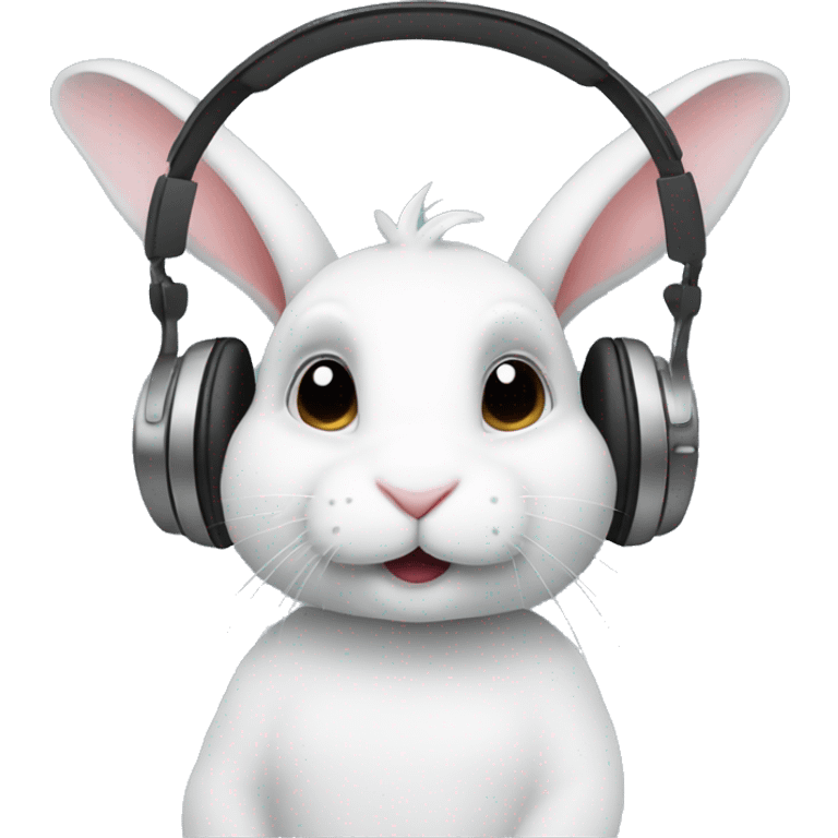 curious rabbit wearing a headphone emoji