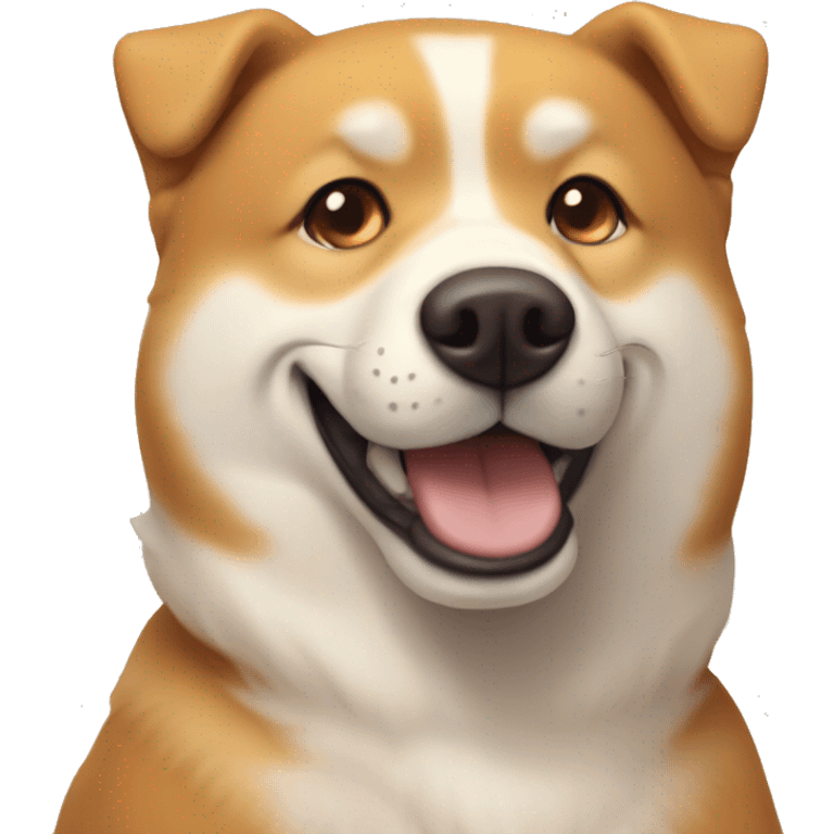 Golden Ginger boy brown eyes and wide brows 12 y o smiling with dog shiba inu  emoji