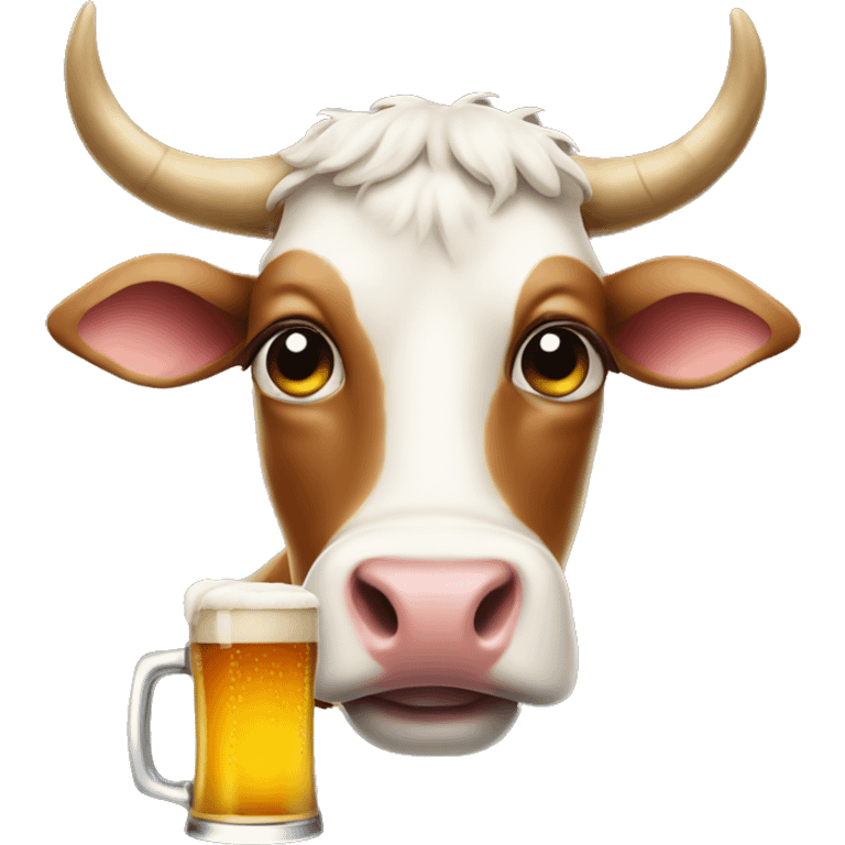 A cow drinking a beer  emoji