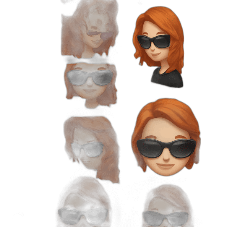 A freckled redhead wearing a black hoodie and Y2K sunglasses. emoji