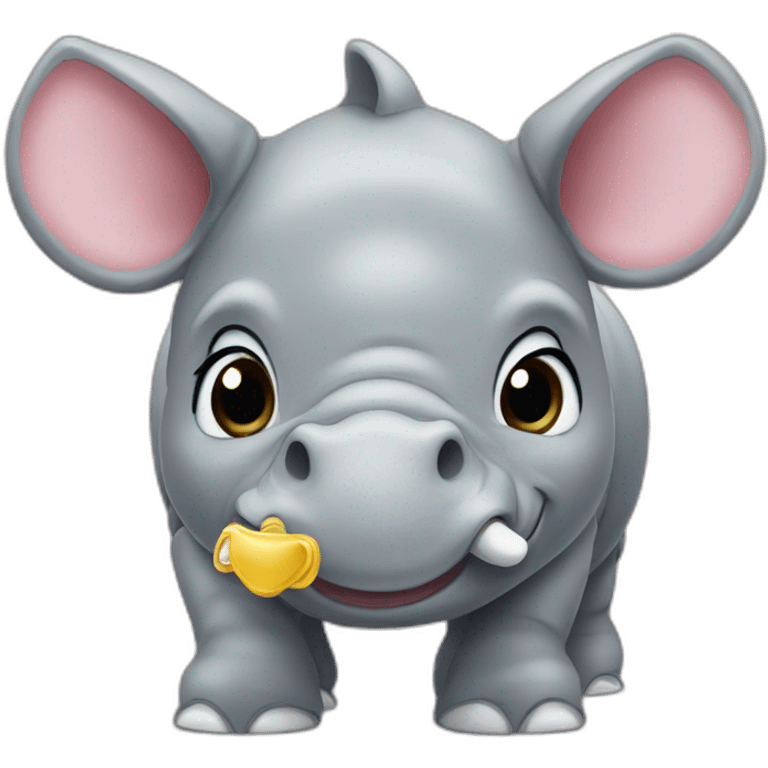 Little rhinoceros with pacifier emoji