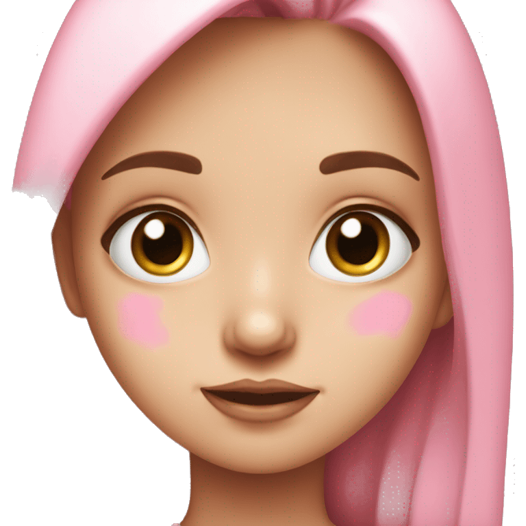 cute girl with little tears in her eye. pink. beautifull 19 years old emoji