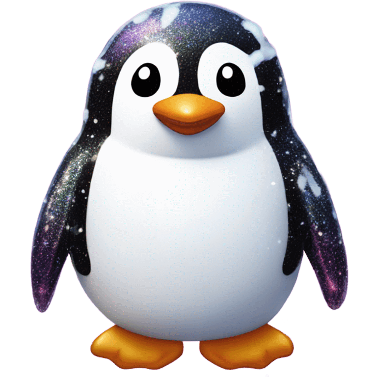 Lisa frank glitter penguin with snow flake emoji