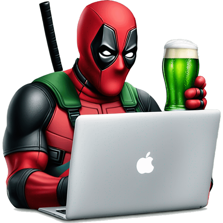 Deadpool tomando cervezas heineken verde emoji