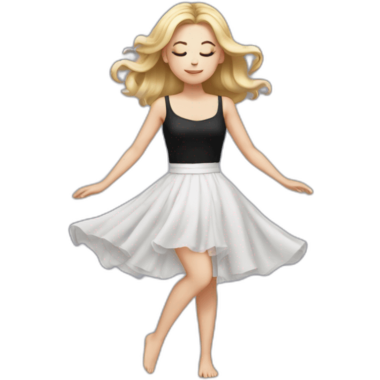 White Girl dress in black dancing with the eyes closed emoji