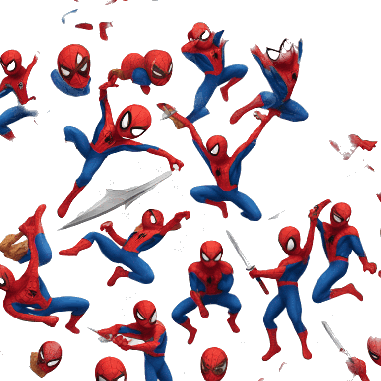 Spider-man with a sword in a slicing pose emoji