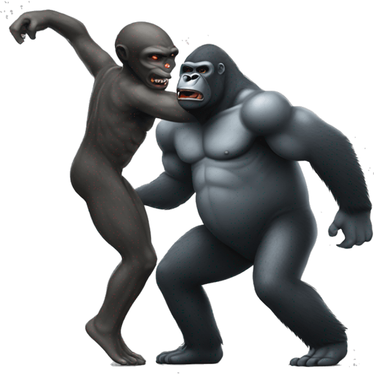 An alien fighting a gorilla emoji