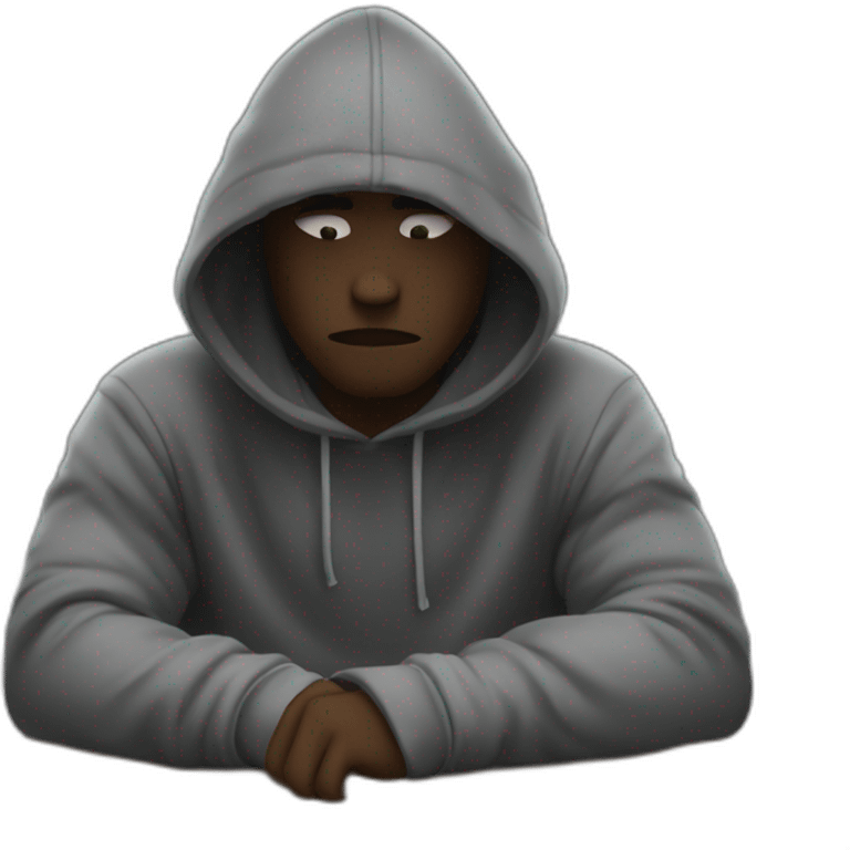 lonely guy with hoodie hooded in the klub alone emoji