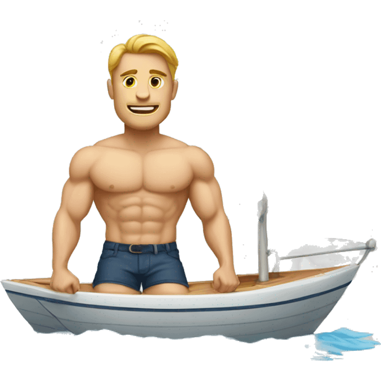 white man muscular in sailboat  emoji