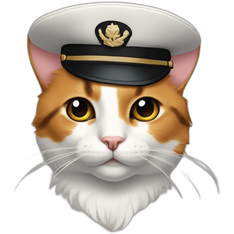 calico cat with black eye mark with pilot hat emoji