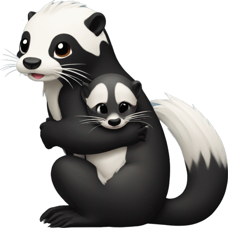 skunk hugging otter emoji