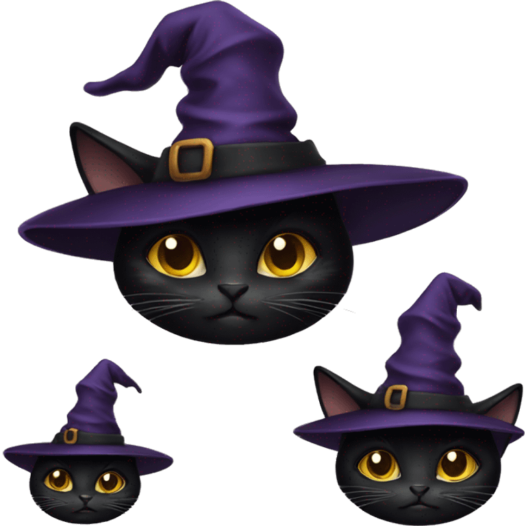 black cat with witch hat emoji