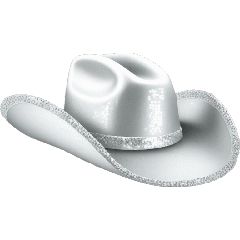 Silver sequin cowboy hat white emoji