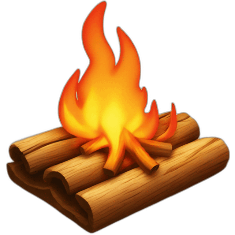 fire burning on wood on beach emoji