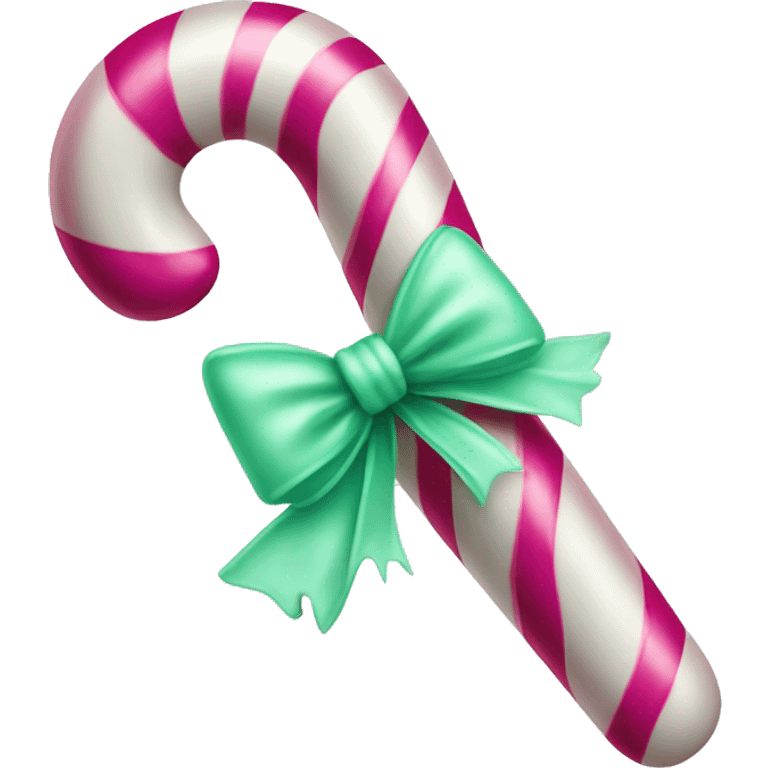 Realistic hot pink and mint green candy cane. emoji