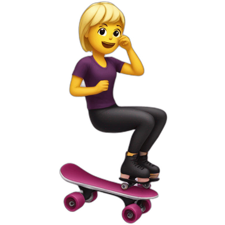 Wine on roller skater emoji