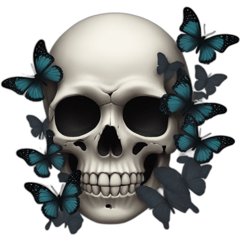 Skull and black butterflies emoji