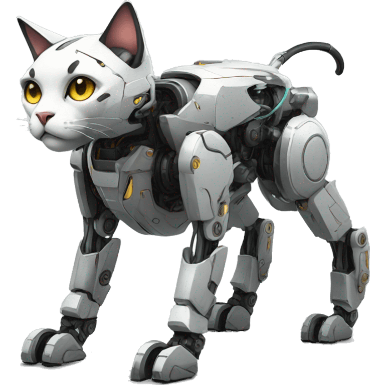 Futuristic mechanical cat-mecha full body emoji