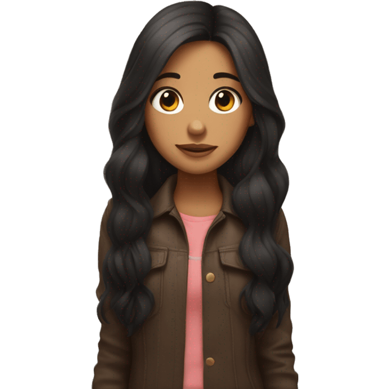 brune girl with big cheeks and long hair and small black mini pincher  emoji