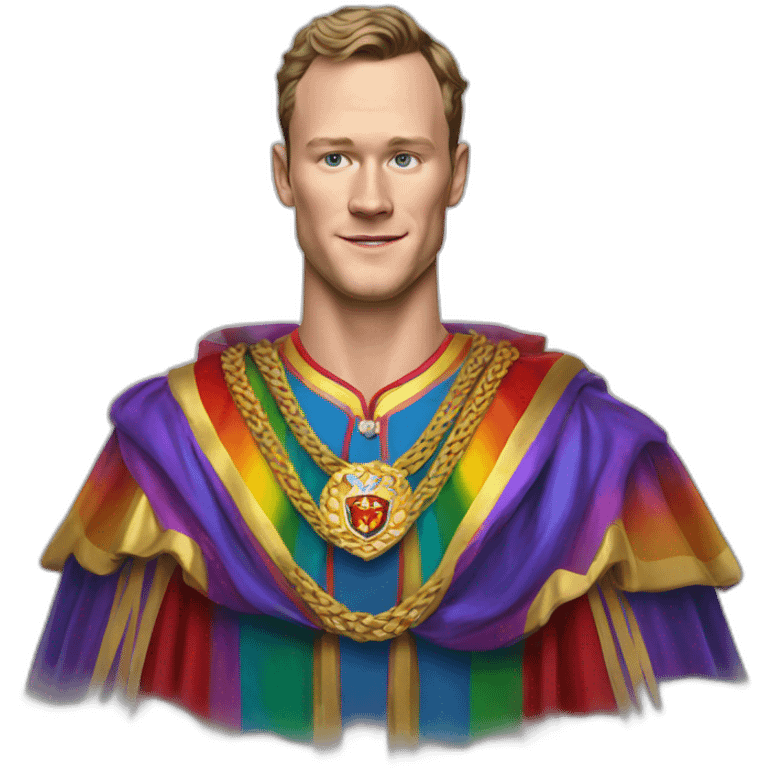 Jonathan Toews as a rainbow king with a royal robe on emoji