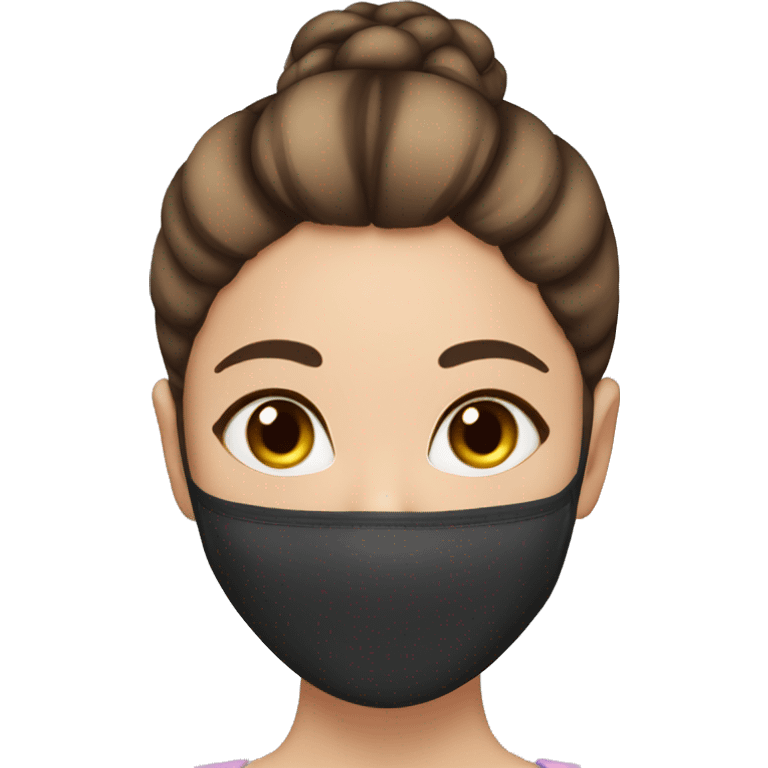 Brown hair girl hair in bun with beauty face mask emoji