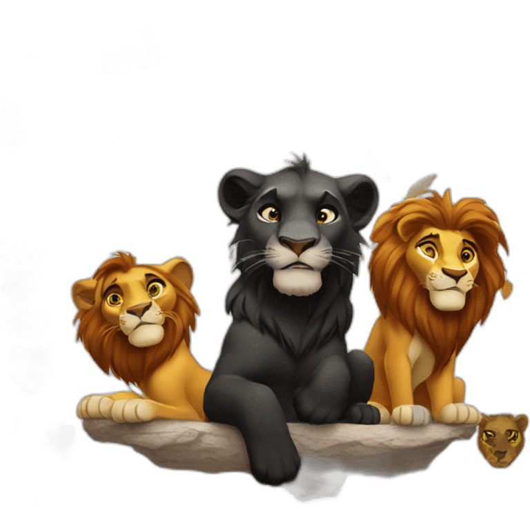 Lion king with beautiful black panther emoji